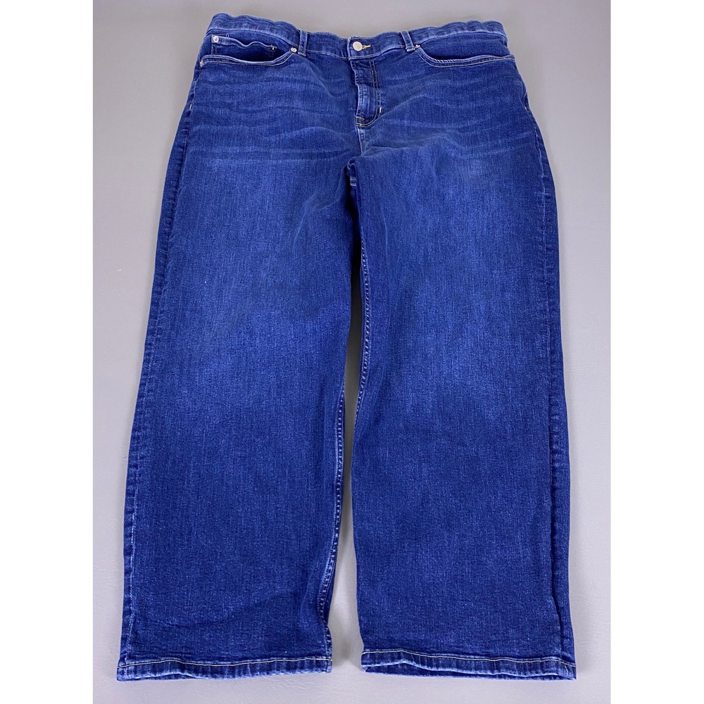 SPANX Jeans Plus Size 26‎ Wide Leg High Rise Shaping Blue Denim Medium Wash